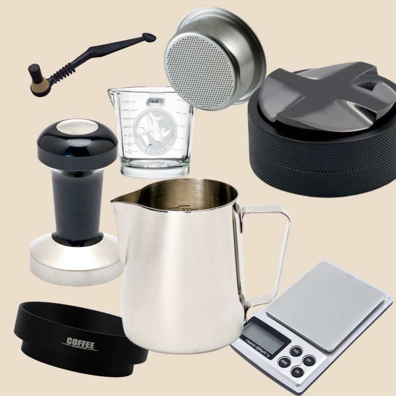 barista accessories tampers milk jugs scales
