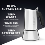 BIALETTI 6 CUP VENUS STAINLESS INDUCTION STOVE TOP COFFEE MAKER